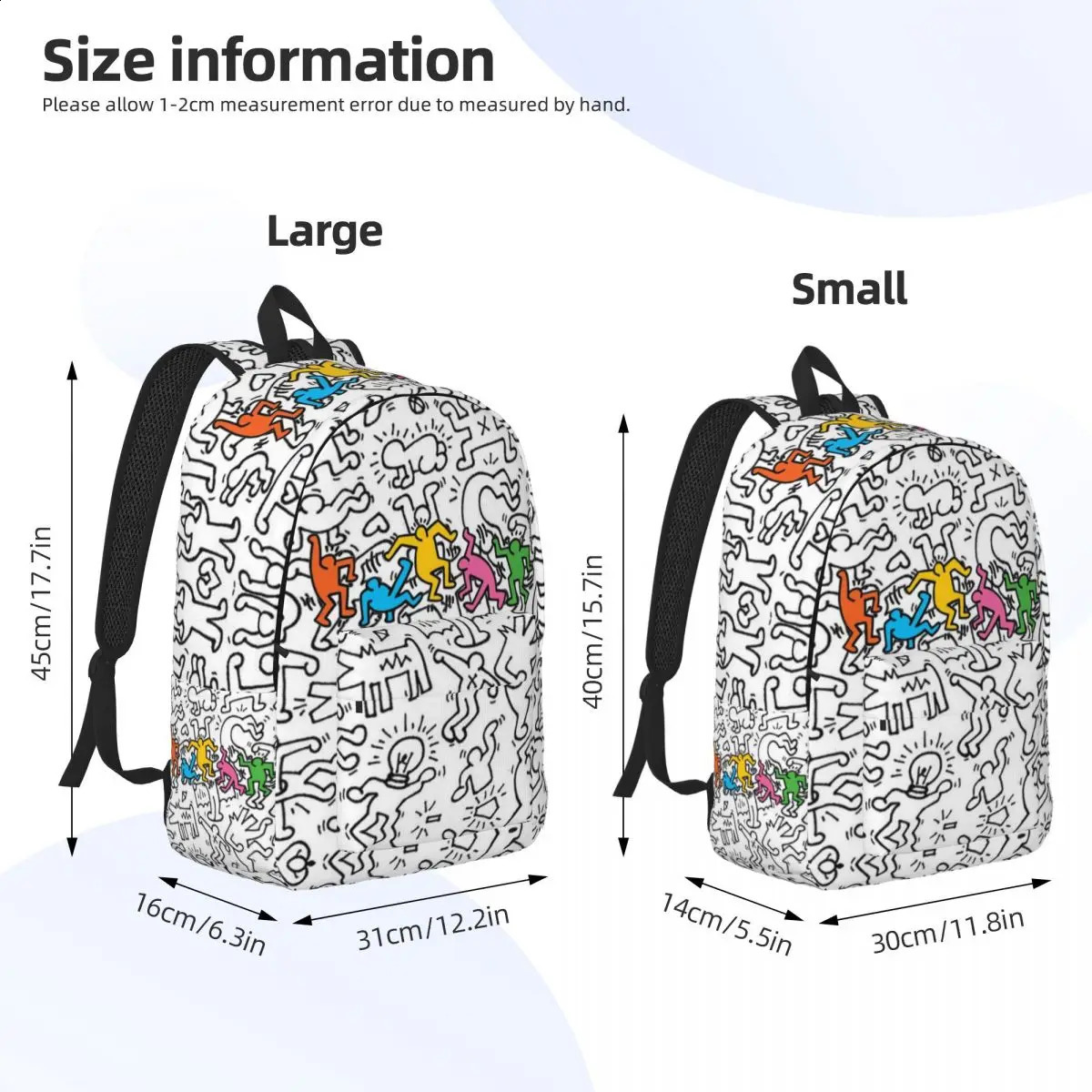 Custom Very Crowded Haring Graffiti Rap Pop Art Canvas Backpacks Men Women Basic Bookbag for College School Indie Aesthetic Bags 240828
