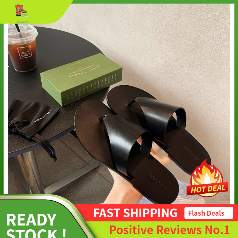 Ddmysports Spring Summer Round Ead Simple Triangle Pinch Toe Flat Bottom For Beach Vacation Genuine Leather Comfortable Women S Slippers OUTDOOR