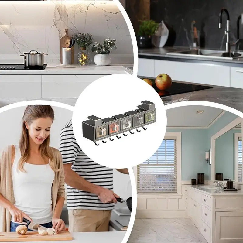 Top container wall mounted seasoning box set sugar and salt spice with spoon kitchen organizer supplies 240828