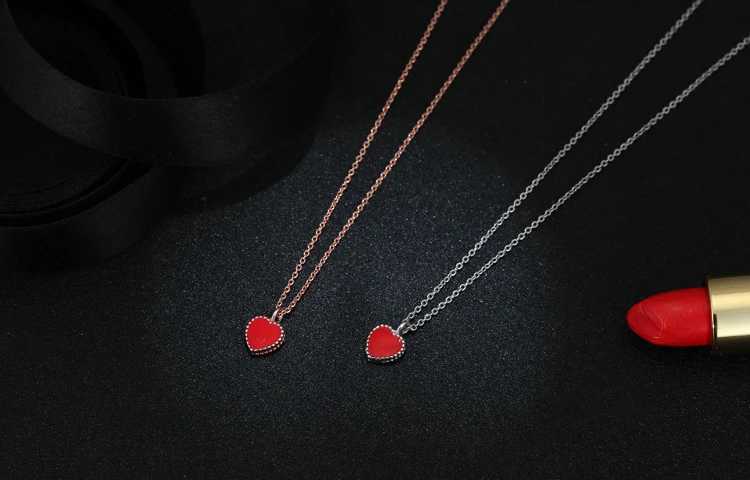 Newly arrived 925 sterling silver red heart necklace and pendant suitable for womens hot fashion sterling silver jewelry W240828