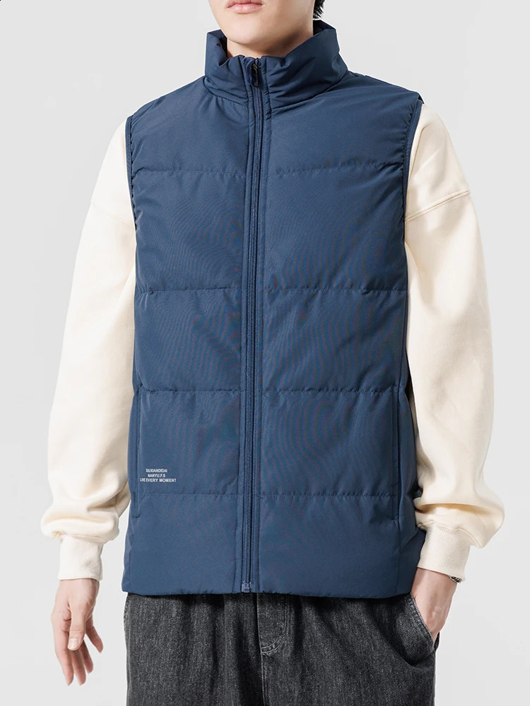Large size 8XL white duck down apron warm vest mens sleeveless jacket solid color red blue casual 7XL 6XL inflatable goldplated 240828