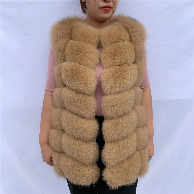Natural fox fur vest for women in winter Warm made of natural 240828