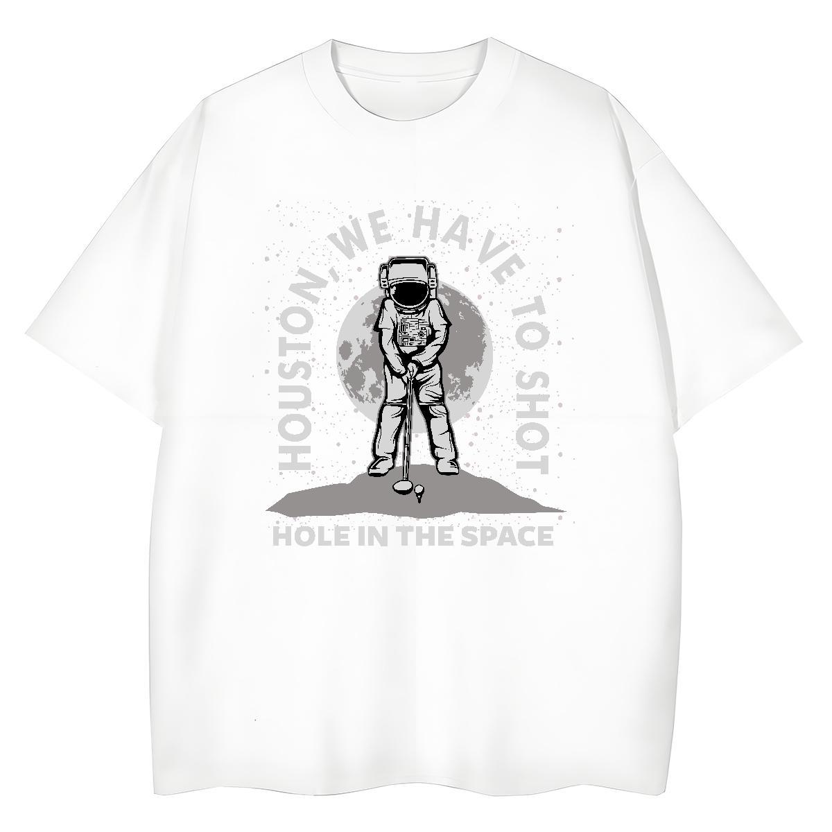 Wholesale Couples T Shirts 230g 100% Cotton universe Hip Hop Women T Shirts Breathable Cartoon Floral Printing Wear