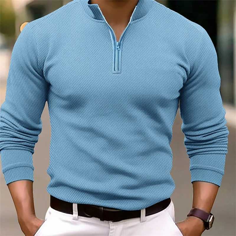 Mens V-neck long Sve zipper sweatshirt hooded sweatshirt Spring and Autumn thin mens casual shirt 2024 W241106