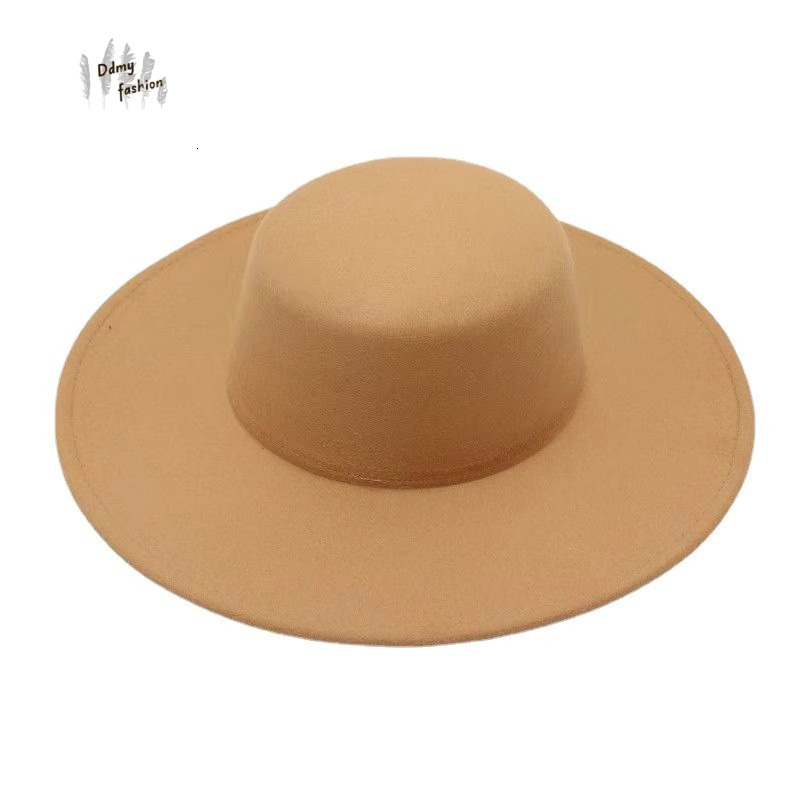 Autumn And Winter Flat Woolen Top Large Brim Versatile Felt Women S Jazz Hat French Hepburn Style F08.29-10 97bd4