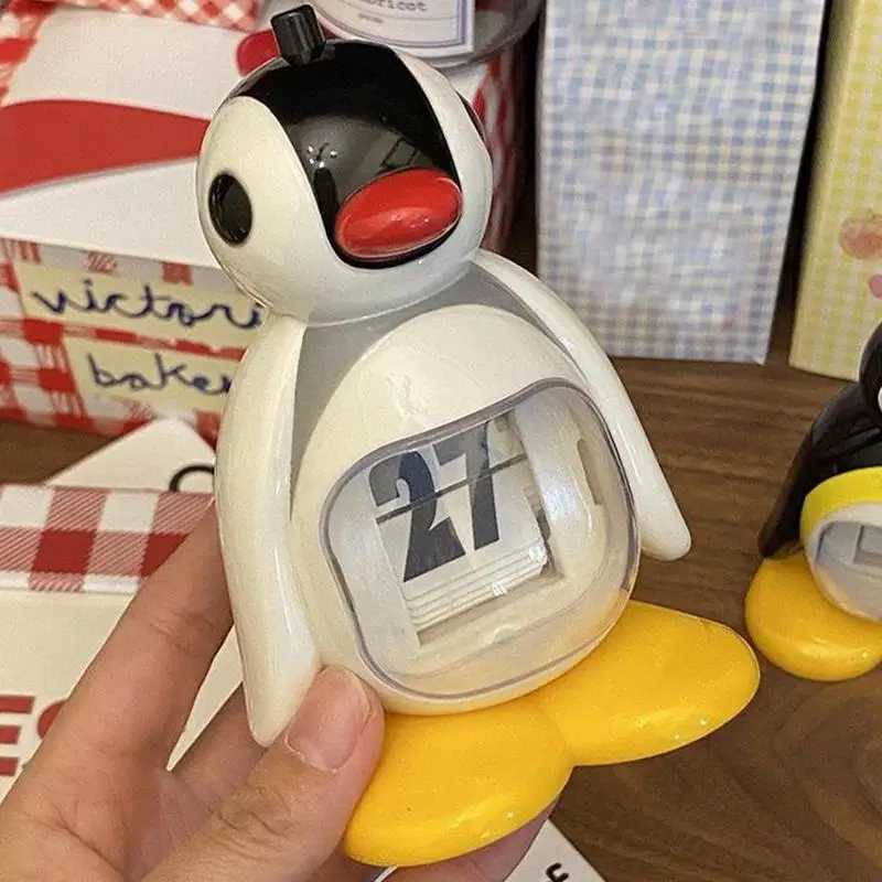 Cute retro penguin calendar decoration creative desktop doll decoration bedroom living room office home decoration W240828