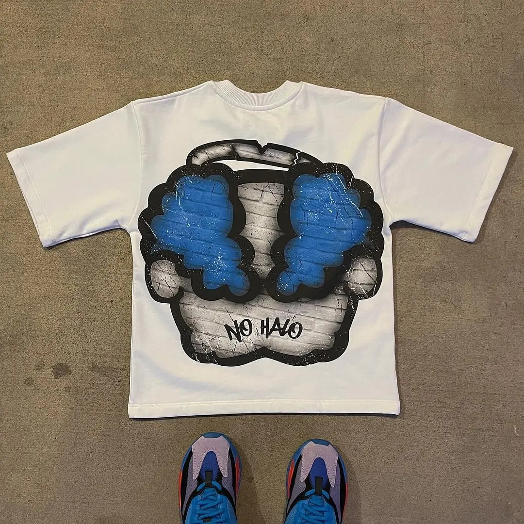 Streetwear T Shirt Hip Hop Cartoon Clown Graphic Print Oversized Mens and Womens Retro Crew Neck Cotton Short Sleeve Top 240829