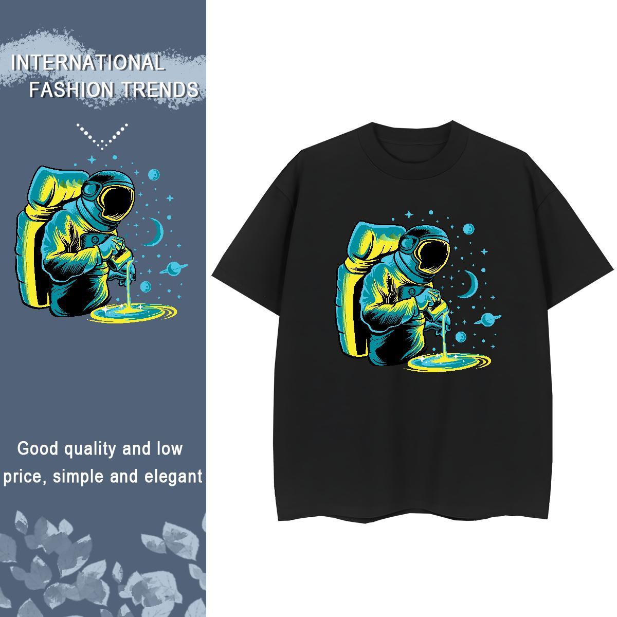 Brand Unisex Tshirts 230g Pure Cotton outer space Summer Casual T Shirt For Woman Breathable White Plus Size Wear