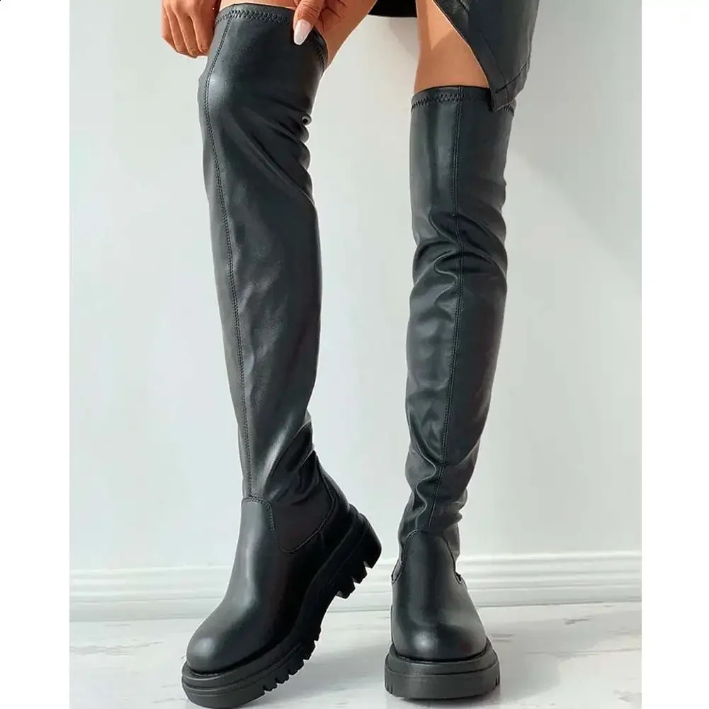 Womens Platform Thick High Heels Fashion Ultra Thin Thick High Heels Over the Knee Boots Womens Party Shoes Women 240827