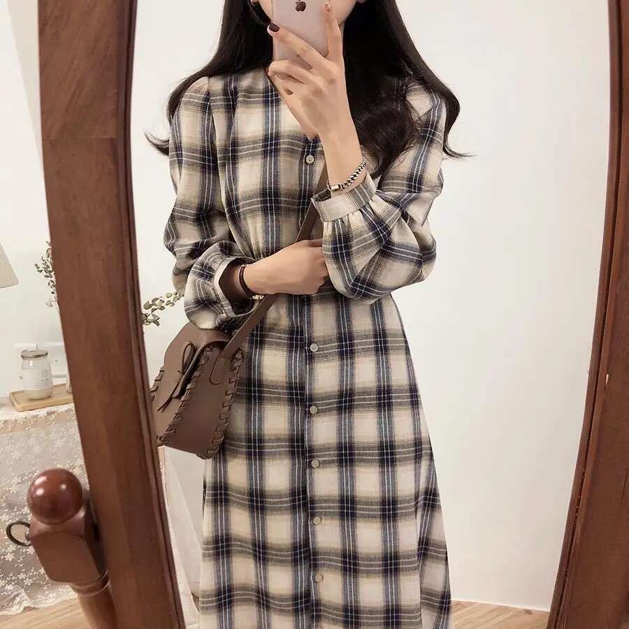 Female Dress Korean Style Women's Long Sleeve Dresses Chic and Elegant Pretty Midi Autumn Winter Outfits X Spring 2025 Beautiful