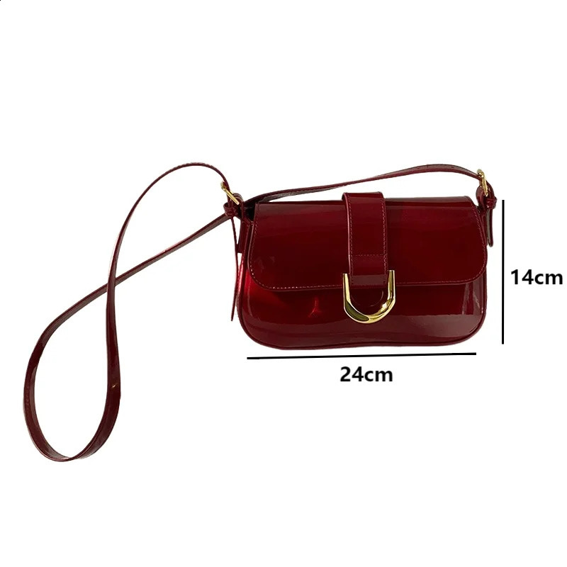 Retro Black PU Leather Shoulder Bags Red Small Underarm Bag Casual Zipper Clre Flap Crossbody Handbag Clutch Purse 240828
