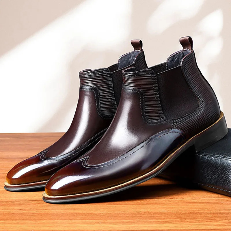Classic Retro Genuine Leather Boots Men Fashion Ankle Mens Casual British Style Short Boot High-Top Shoes 240828