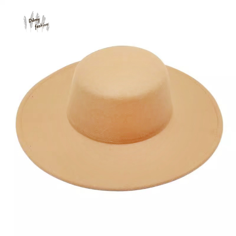 Autumn And Winter Flat Woolen Top Large Brim Versatile Felt Women S Jazz Hat French Hepburn Style F08.29-10 97bd4