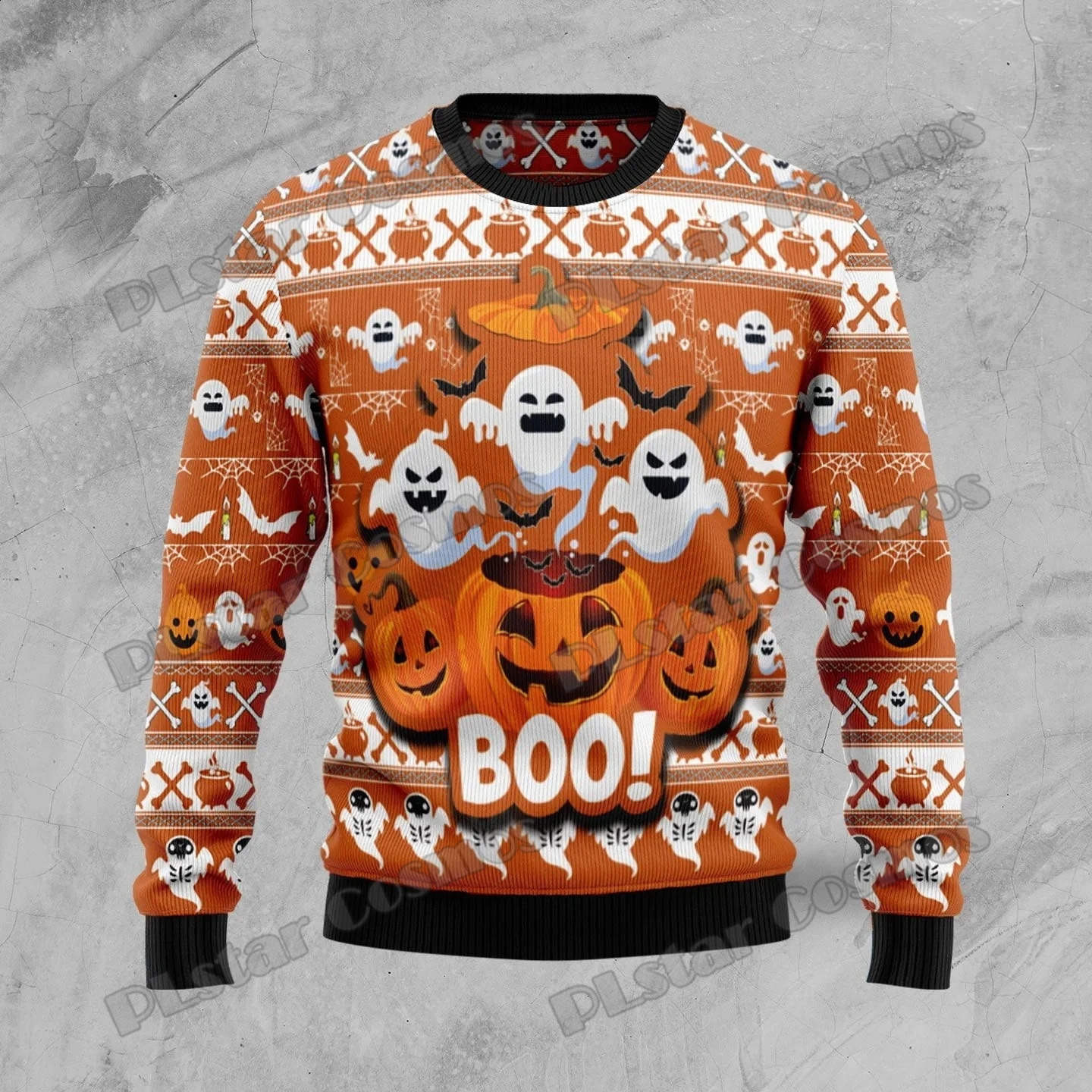 PLstar Cosmos Cat Pumpkin Halloween 3D Printed Mens Ugly Christmas Sweater Unisex Casual Knitted Pullover Sweater ZZM24 240829