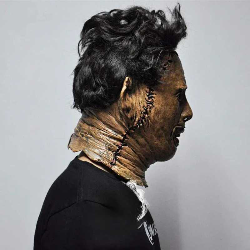 Halloween Mask The Texas Chain Saw Massacre Fur Mask Head Cover Film Props Latex Ball Mask Headgear Y240829