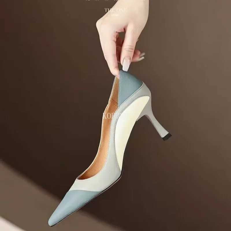 High Quality Spring and Summer Mixed Color Pointed High Heels Single Shoes Temperature Stiletto High Heels Elegant Womens Shoes T241024