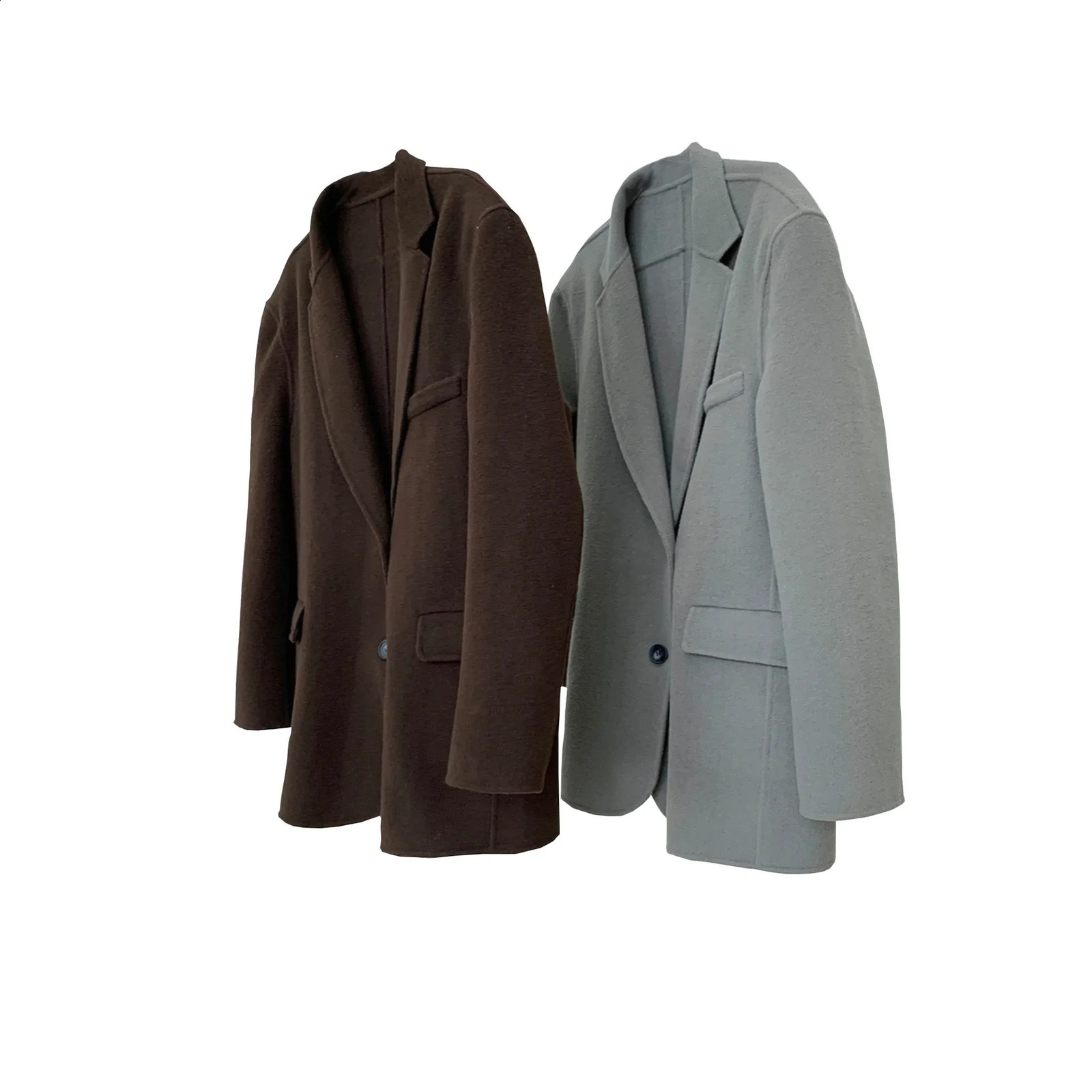 Winter retro fashion double-sided wool coat wide shoulder casual weight loss warm jacket loose fit 240828