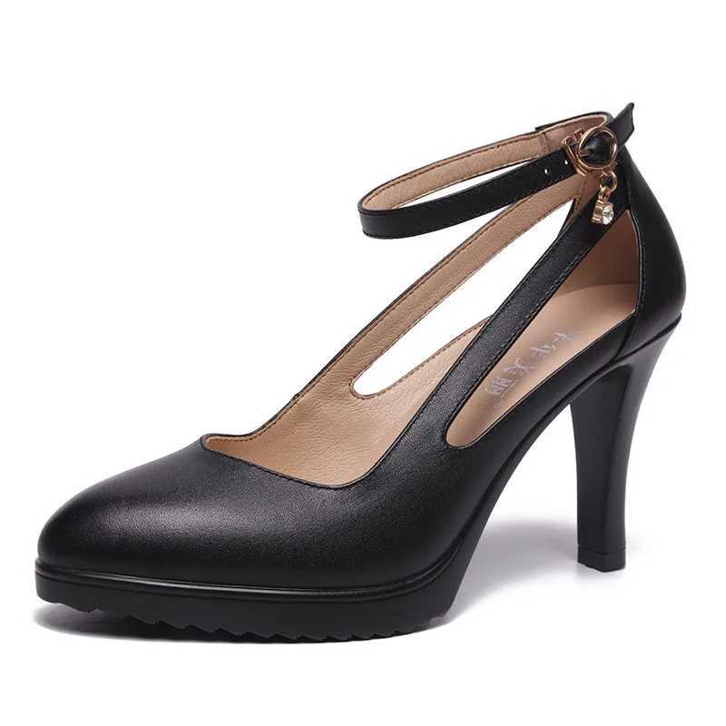 High Quality High quality womens leather shoes 8cm high heels platform toe 32 33 42 43 elegant and fi dress shoes black red and white T241024