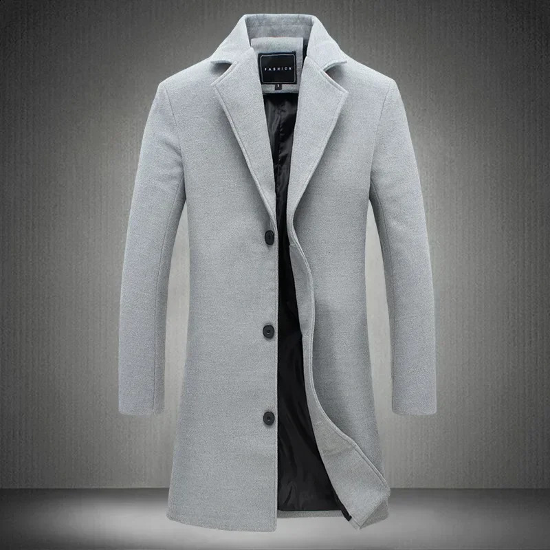 Korean ultra-thin long trench coat wool coat household project wool coat foreign trade mens style 240829