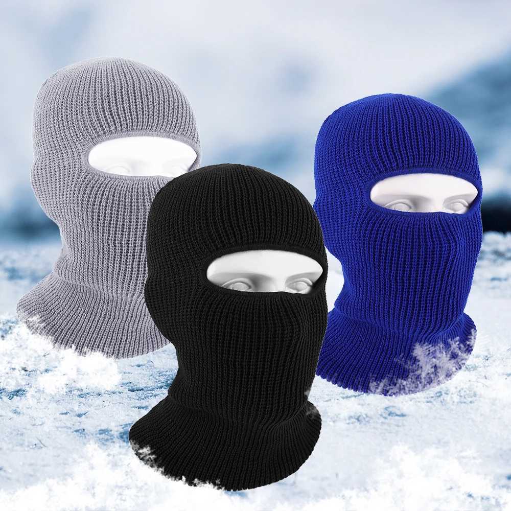 2-in-1 Mask Beanies Hat Mens Winter Balaclava Hat Knitted Hat Fashionable Fl Facial Ski Hat Tactical Bicycle Ear Hood Knitted X250212