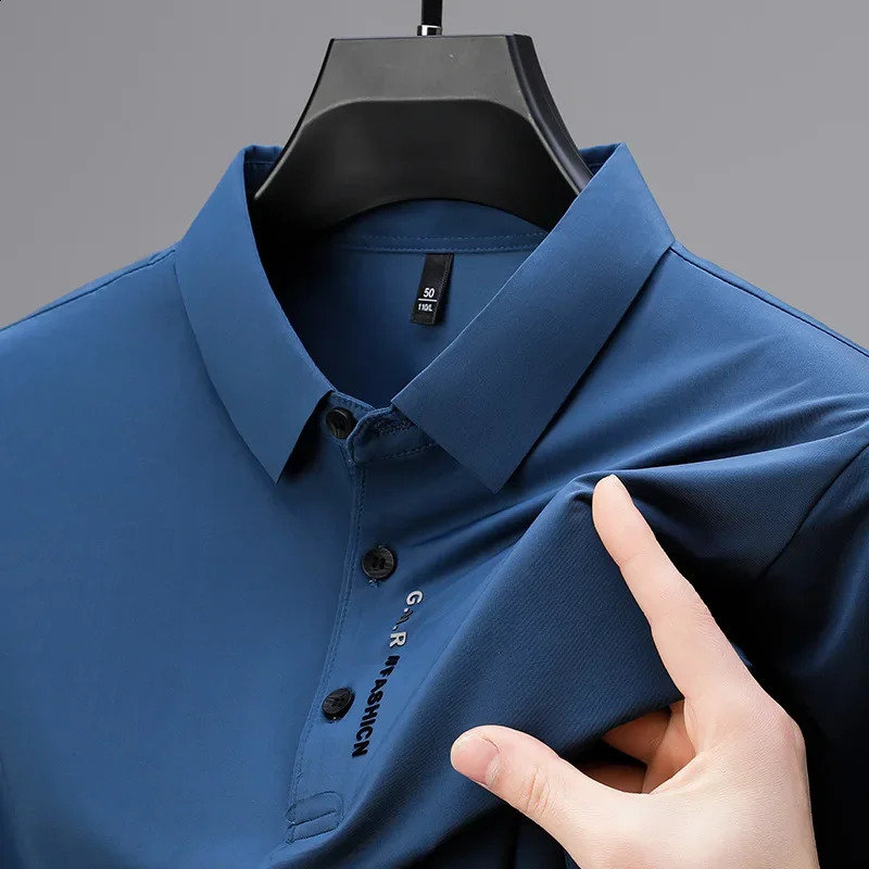 Mens Business Casual Polo Shirt Fashion Trend Simple Collar Body Suitable for Breathable Top 240828