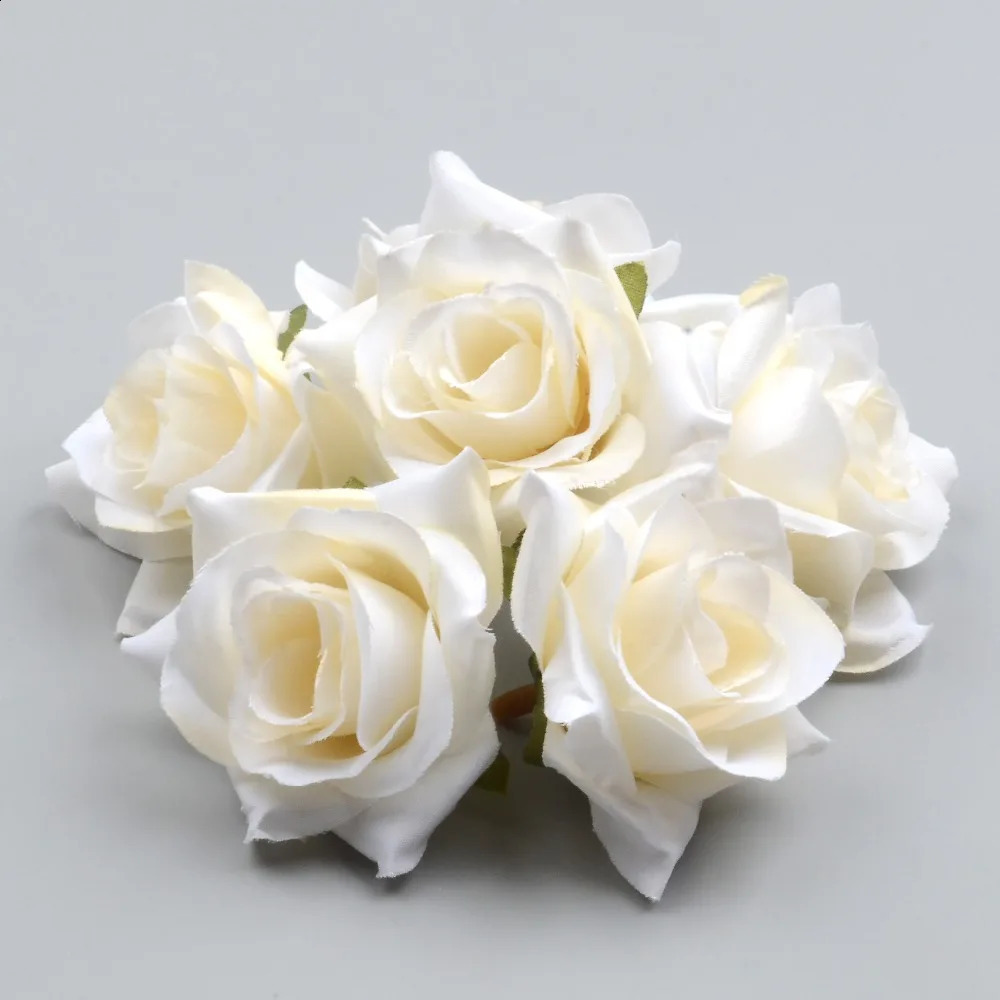 100PCS DIY Artificial White Rose Silk Flowers Head For Home Wedding Party Decoration Wreath Gift Box Scrapbooking Flowers 240829