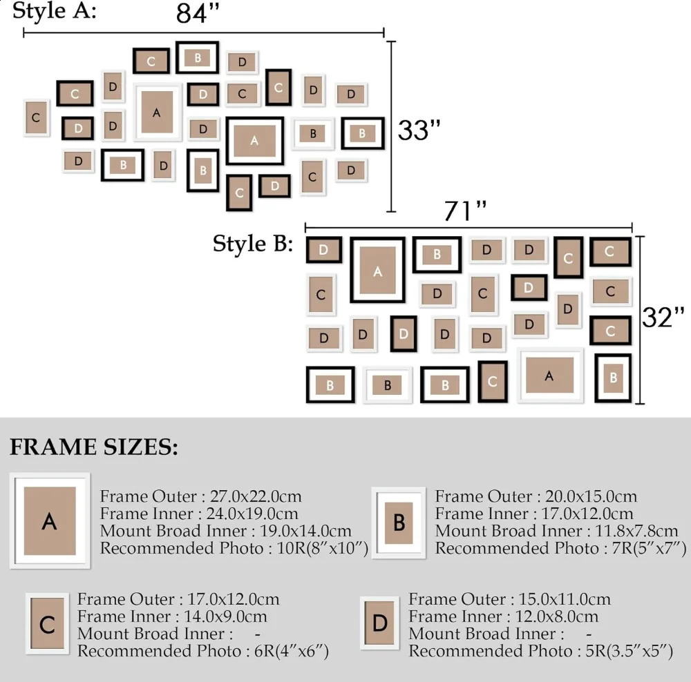 Pande 26 Pieces Picture Frames Set Collage Po Frames Wall Gallery Kit for Wall and HomeTwo in 8X10Five in 5X7 240829