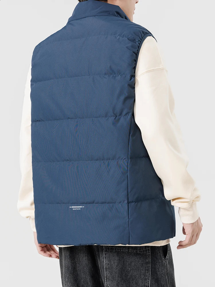 Large size 8XL white duck down apron warm vest mens sleeveless jacket solid color red blue casual 7XL 6XL inflatable goldplated 240828