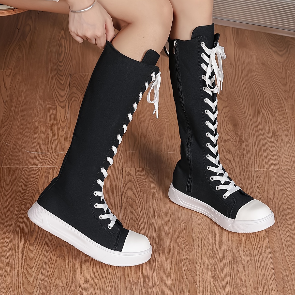 Stylish Knee High Boots for Women - Soft, Versatile, and Comfortable Platform Boots with Side Zipper and Lace Up Closure - Perfect for Casual Daily We