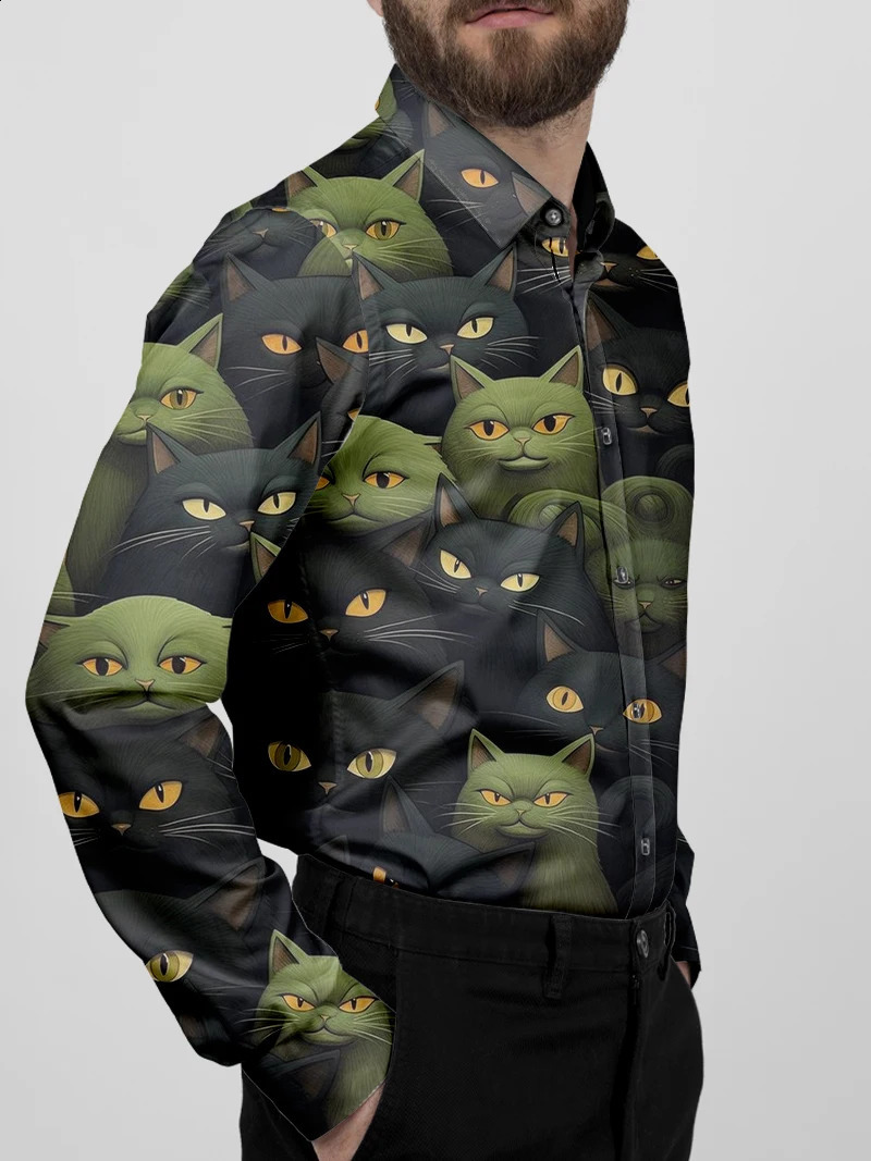 Spring and Autumn Outdoor Halloween Mens Casual Ghost Pumpkin Pattern Boat Neck Button Long Sleeve Pattern Costu Top 240829