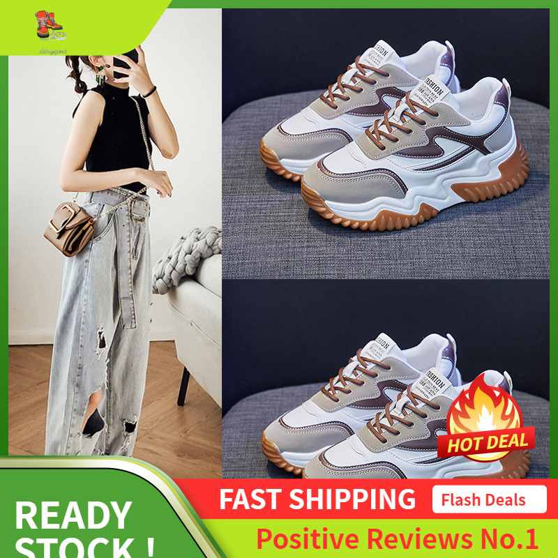 Ddmysports Spring New Sports Korean Edition Student Thick Sole Dad Women S Instagram Igh Rise Casual Shoes OUTDOOR