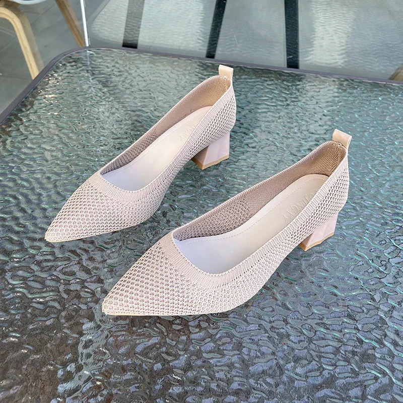 Womens large high heels 2024 high heels knitted breathable rubber non slip sole spring/summer latex shoes 240827