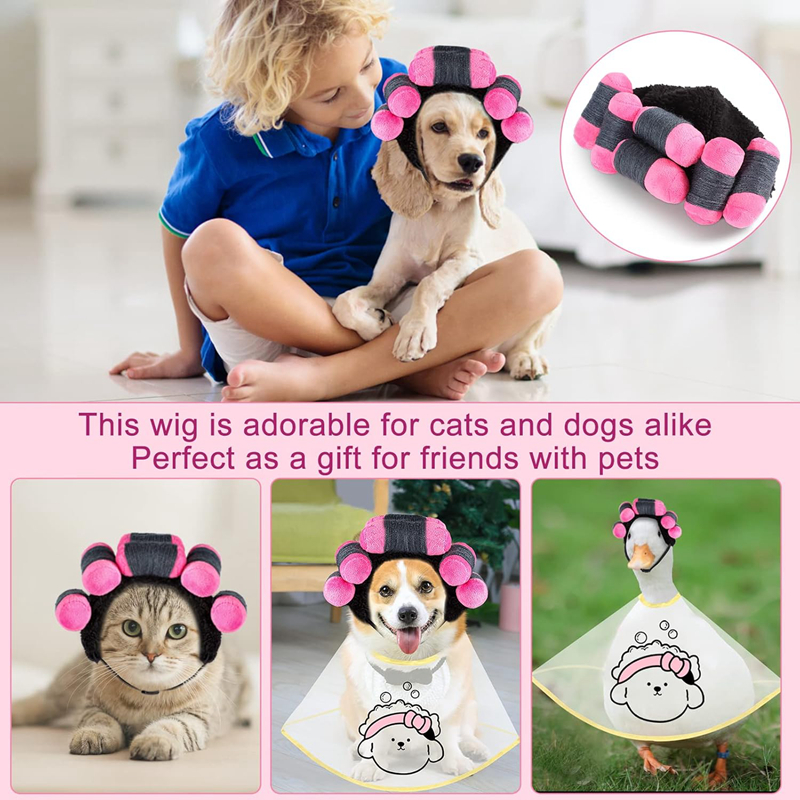 spa day costume cosplay wig curly hair pet cat halloween parties dog hats wigs for small medium and large dogs adjustable n07