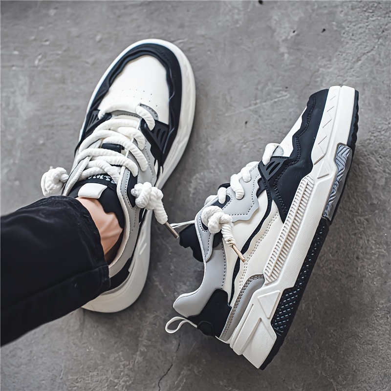 Men's Trendy Colour Block Street Style Low Top Skate Shoes, Comfy Non Slip Casual Sneakers For Men's Outdoor Activities