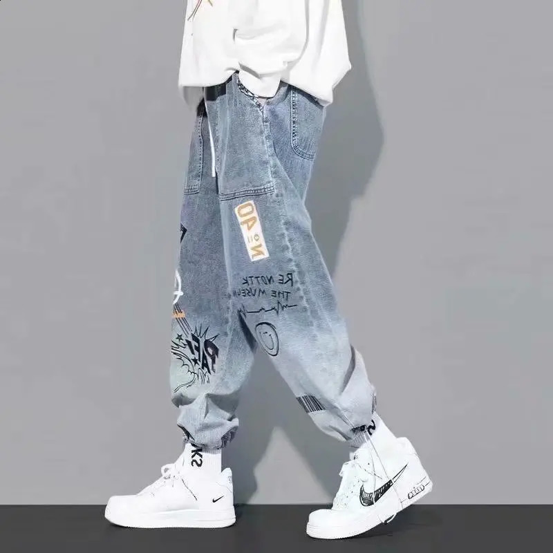 High quality fashion mens cargo pants hip-hop trend street clothing jogging pants mens casual elastic waist mens clothing Trouser 240829