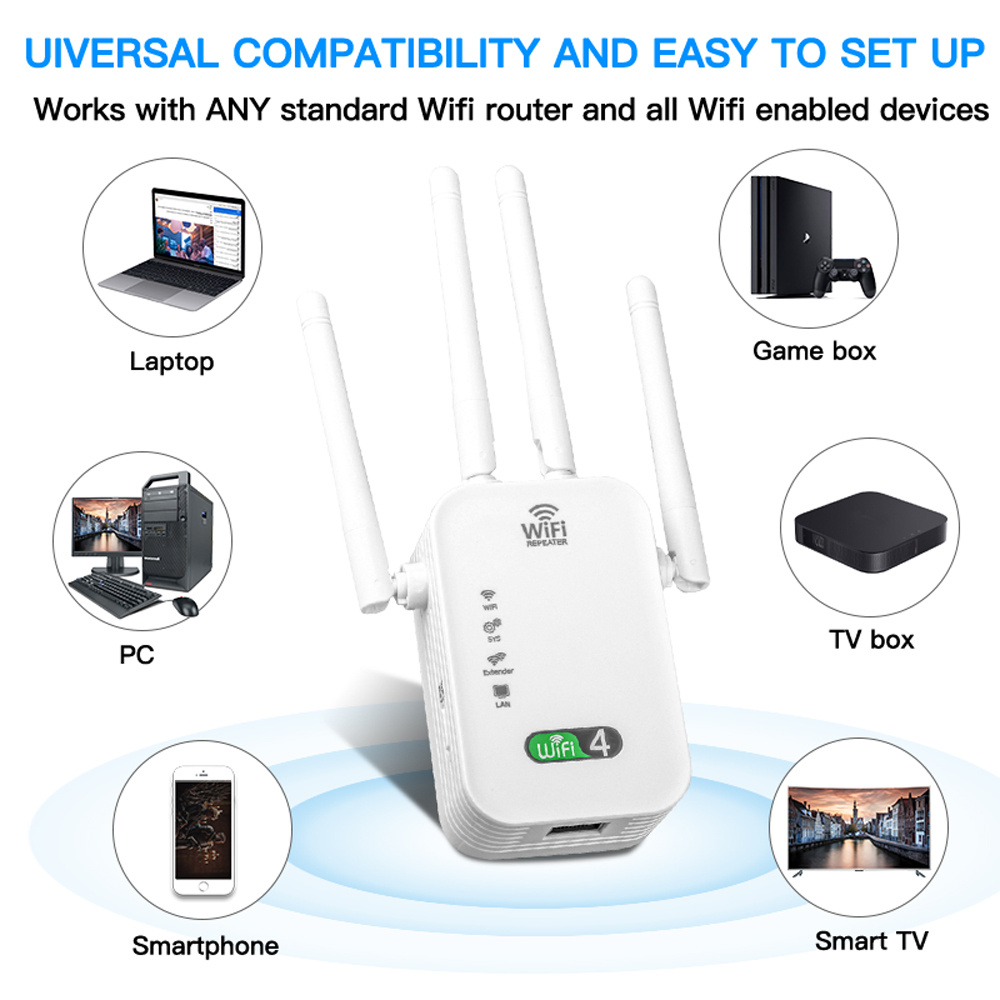 EU Plug Wireless WiFi Repeater Router 300Mbps Network Signal Booster Amplifier IIEEE802.11 B /g/n WI FI Range Extender