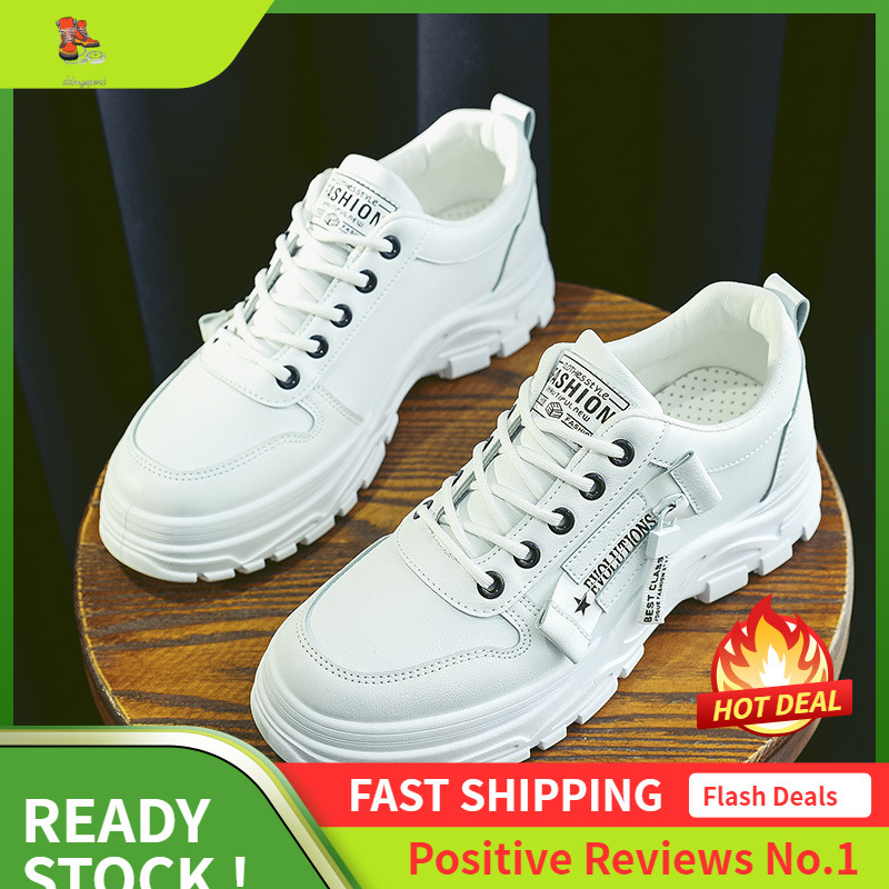 Ddmysports K Casual Board Spring Flat Leather Versatile Korean Version White Women S Sports Shoes OUTDOOR