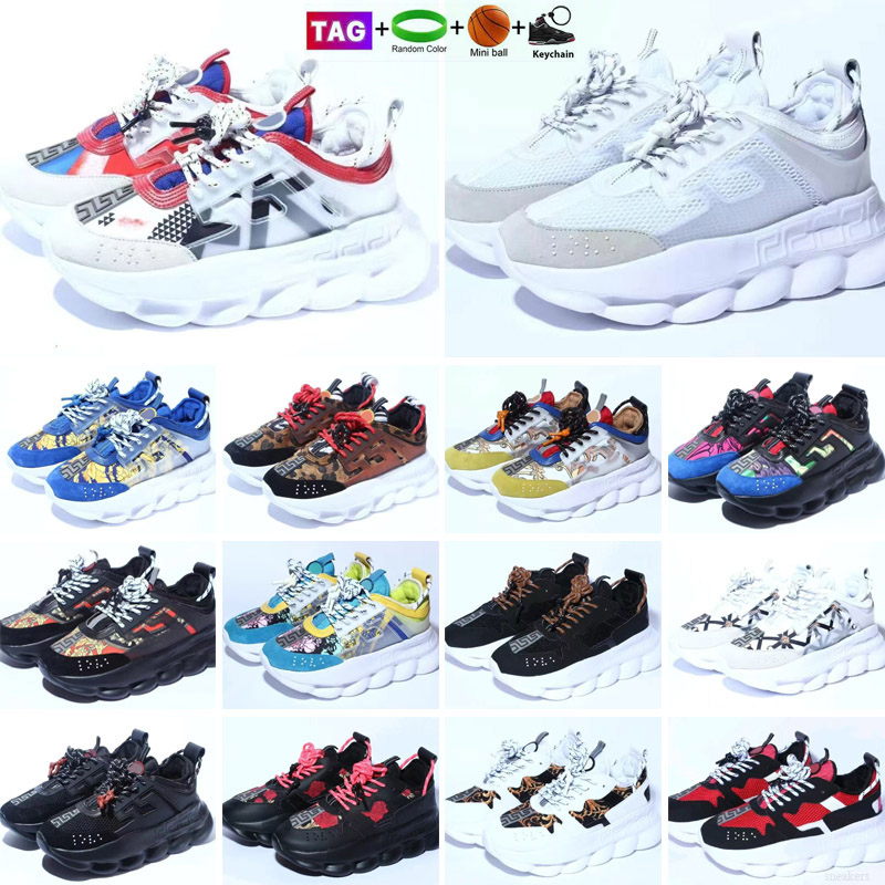 Designer Chain Reaction men women shoes luxury Rubber Suede Triple Black Bluette Gold Cherry Brown Orange Blue mens casual trainers platform sneakers