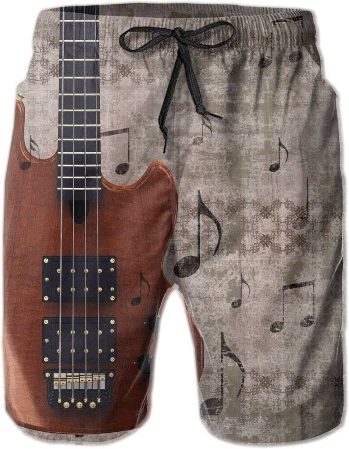 Mens Shorts 3D Printing Pattern Music Electric Guitar Swim Trunks Quick Dry Beach Pants For Men Casual Board Swimwear