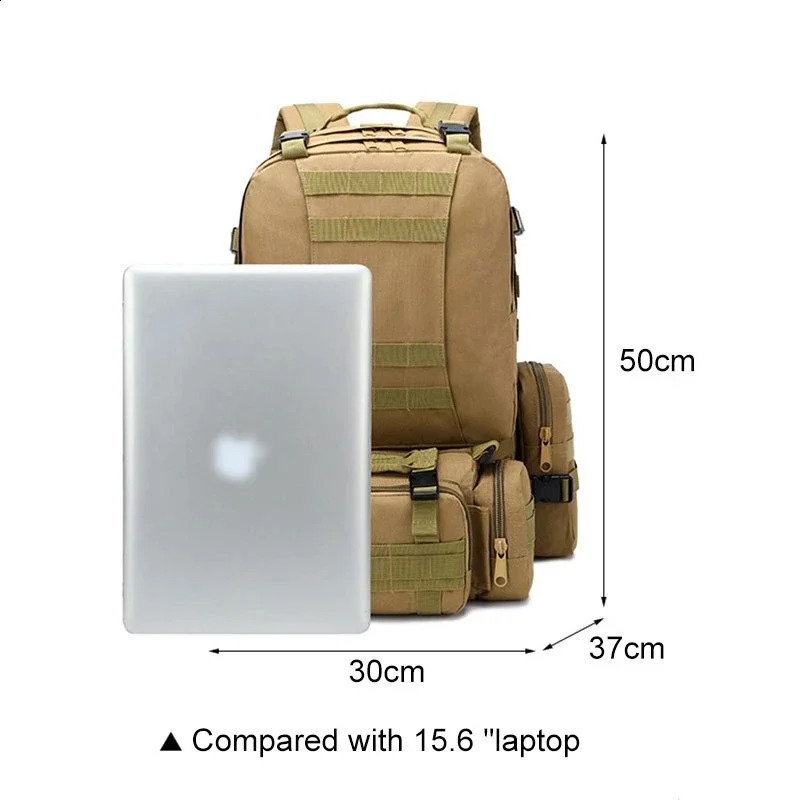 55L Hunting Backpack 4 in 1 Mens outdoor Molle sport package outdoor hiking Camo canvas backpack Waterproof attack pack Mochira 240829
