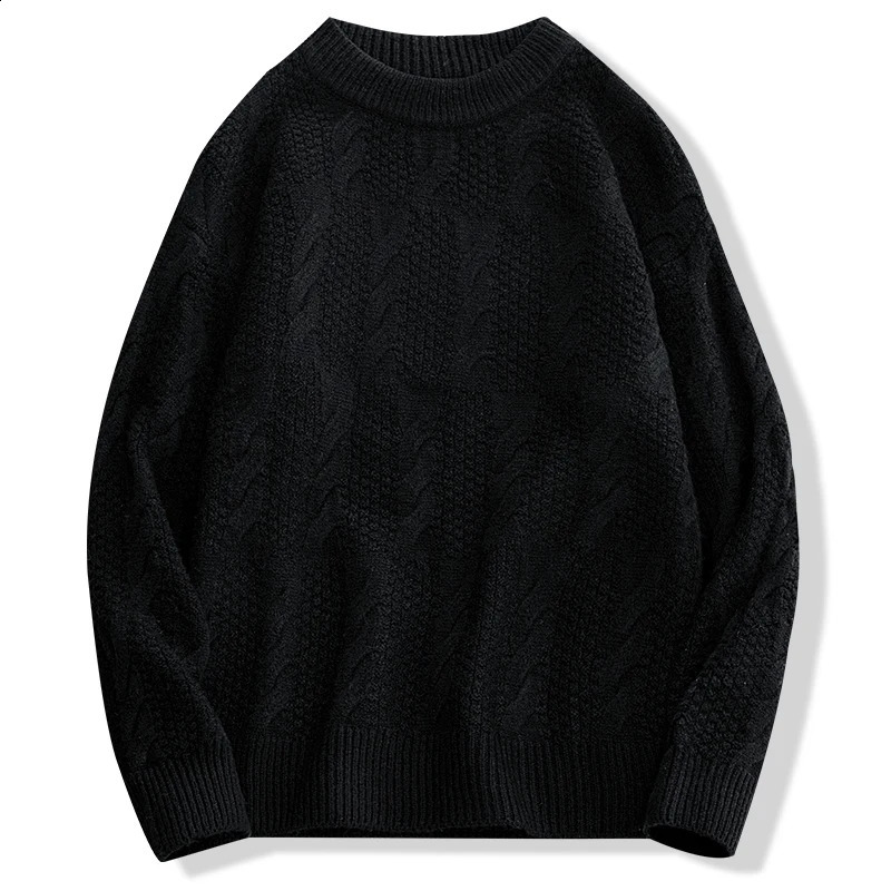 Korean clothing mens sweater solid color O-neck long sleeved knitted mens zipper winter fashion mens warm sweater 240829