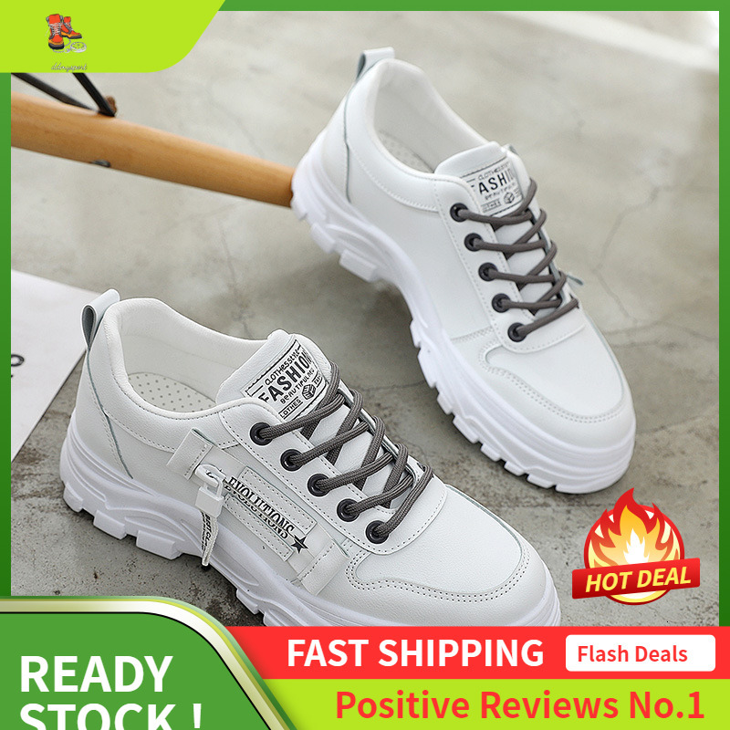 Ddmysports K Casual Board Spring Flat Leather Versatile Korean Version White Women S Sports Shoes OUTDOOR