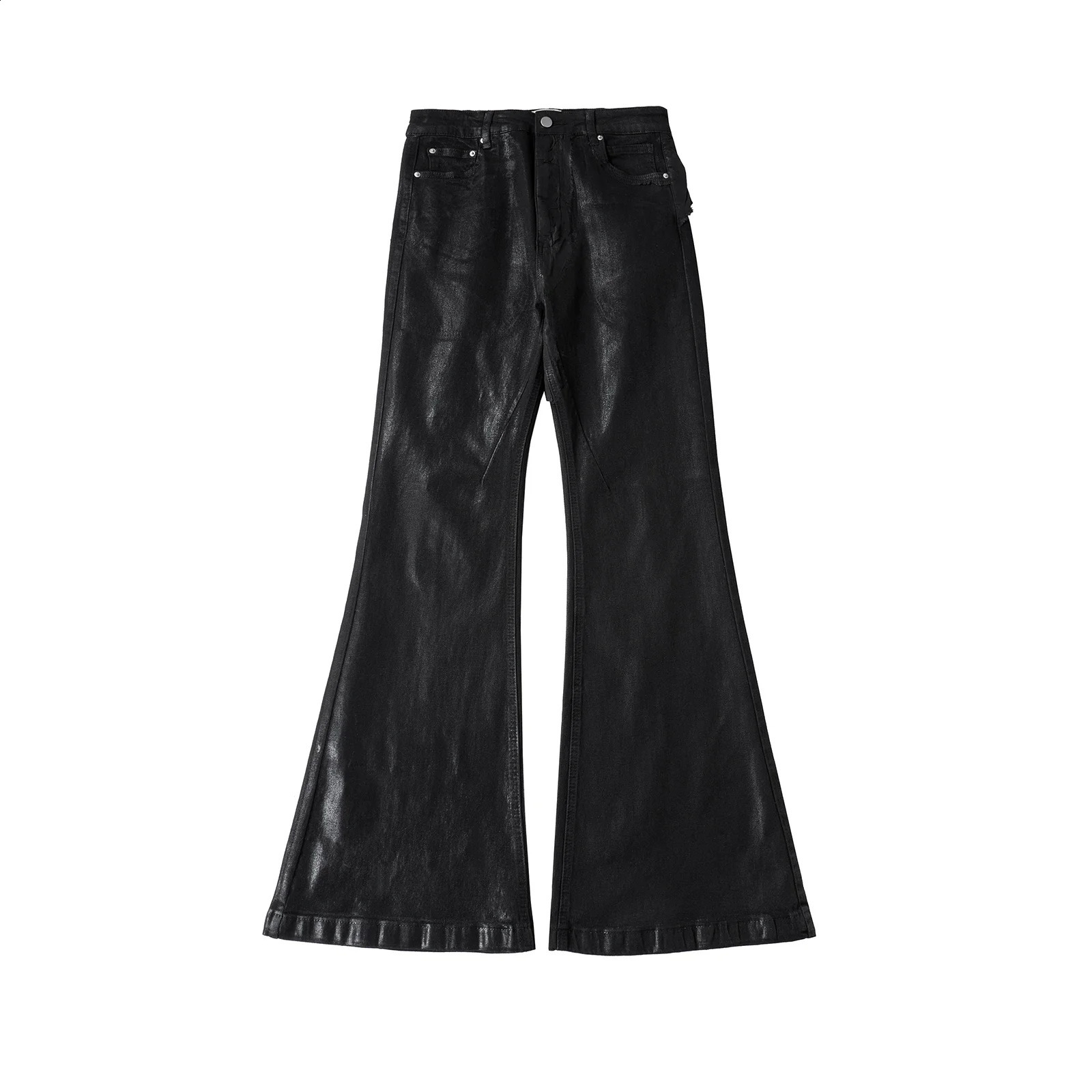 Y2k Streetwear Wax Leather Strecth Jeans for Men and Women Ropa Hombre Baggy Flare Pants Oversized Straight Denim Trousers 240826Z