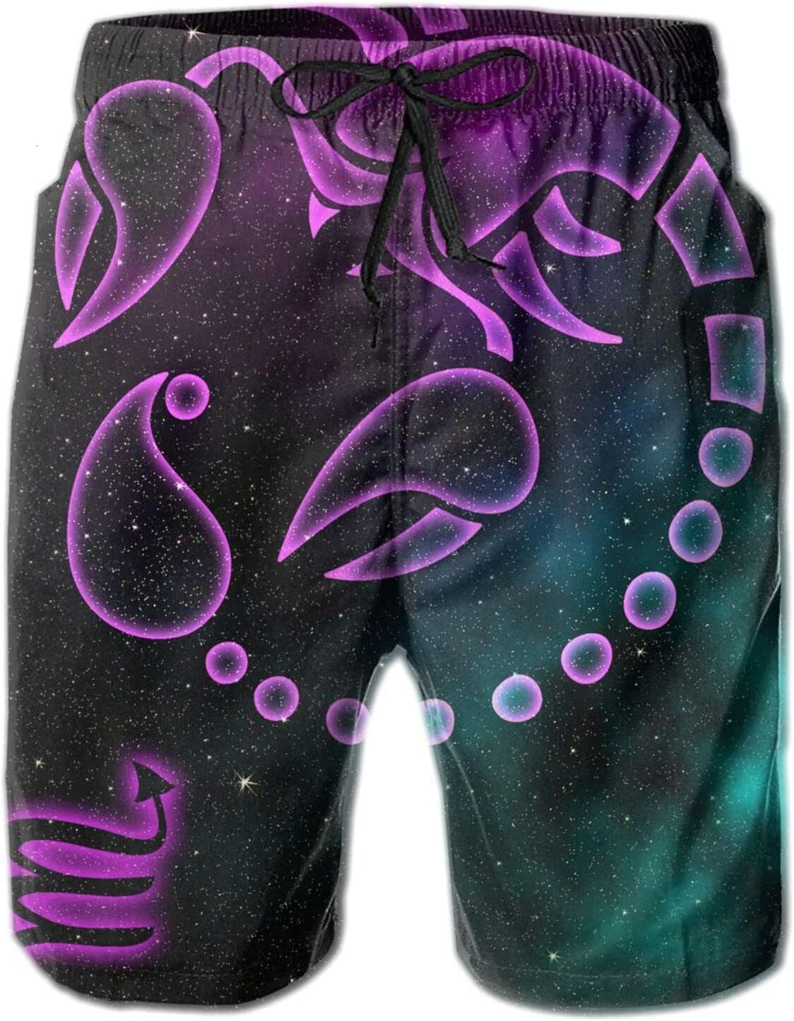 Mens Shorts 3D Printing Pattern Purple Galaxy Scorpio Swim Trunks Quick Dry Beach Pants For Men Print Board Swimwear