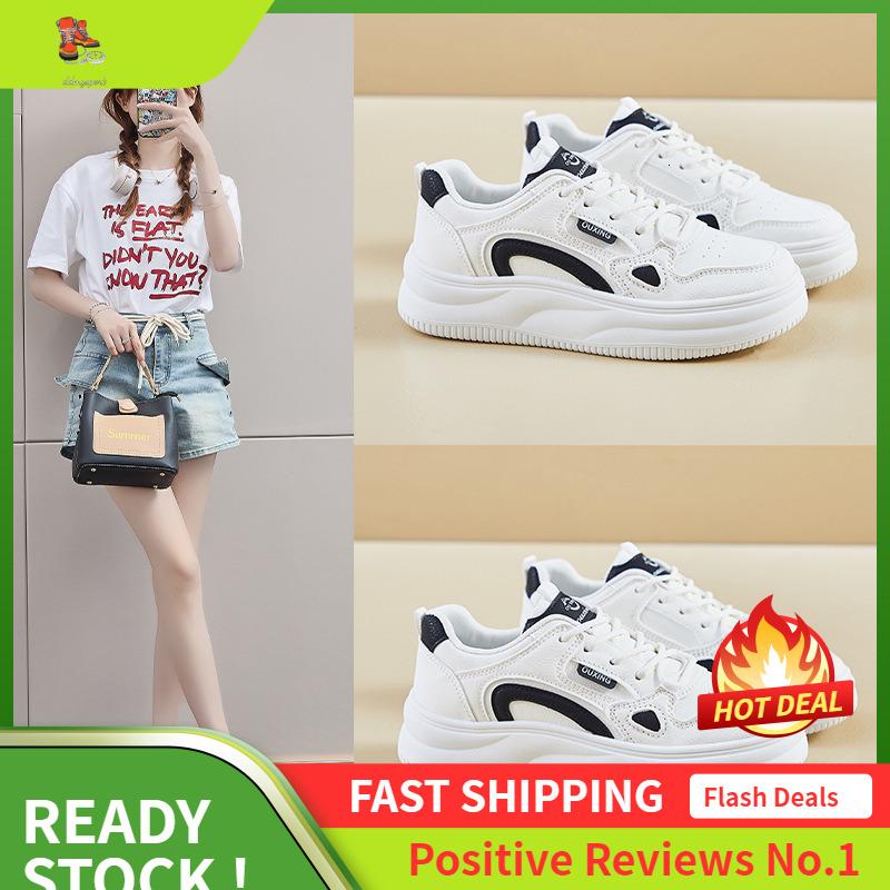 Ddmysports Autumn White New Korean Version Ins Female Student Height Increasing Thick Soled Sports Board Shoes Casual Street Photo S OUTDOOR