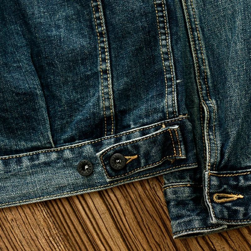 Jeans mens autumn/winter American khaki retro heavy tooling denim jacket 240828