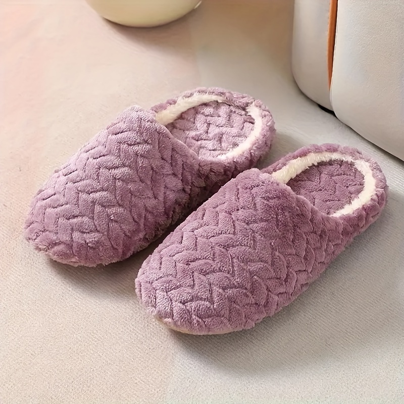 Cozy Womens Plush Indoor Slippers - Warm, Non-Slip, Soft Fabric Upper, Closed-Toe Design, Elegant Style, Slip-On Type, All-Season Comfort - Perfect fo