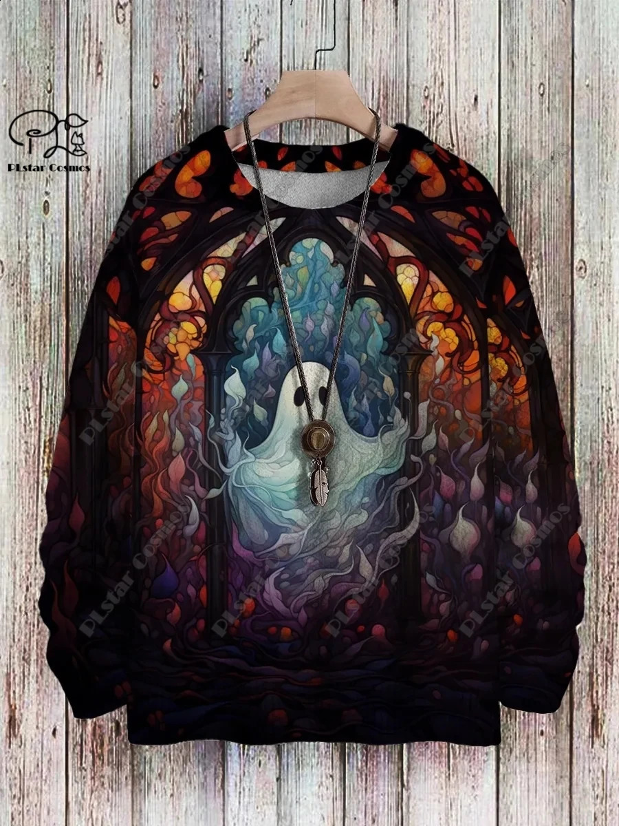 3D printing Halloween series ghost witch print pattern ugly sweater casual unisex winter sweater 240829