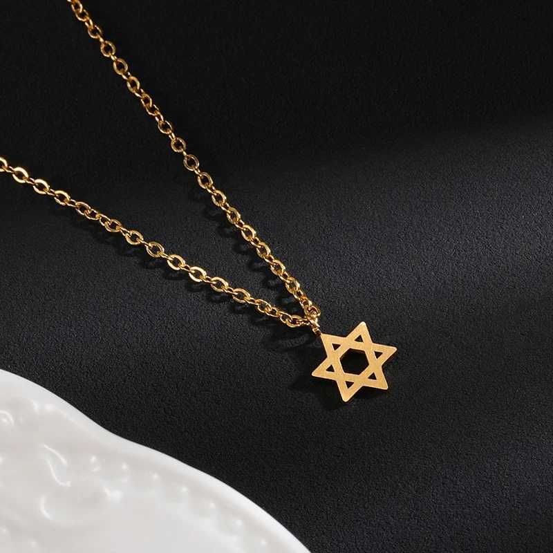 Retro Je Jewelry Star David Pendant Necklace Womens Chain Stainless Steel Israeli Emblem Talisman Solomon Logo W240828