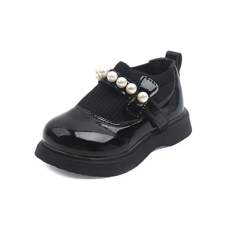 Baby girl leather shoes childrens sports shoes sweet princess baby girl leather apartment autumn childrens shoes black pearl beads W250407